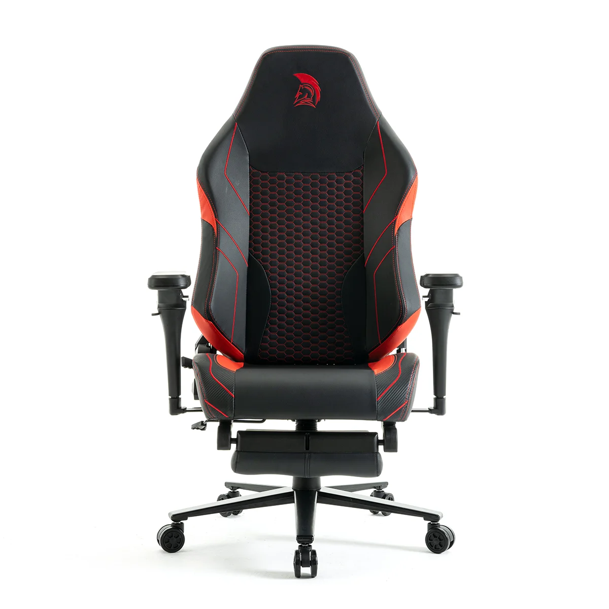 Herná stolička čierno-červená s podnožkou Warrior (RL-511O)