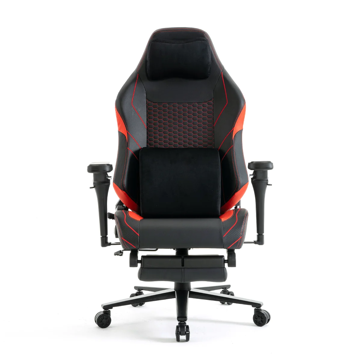 Herná stolička čierno-červená s podnožkou Warrior (RL-511O)