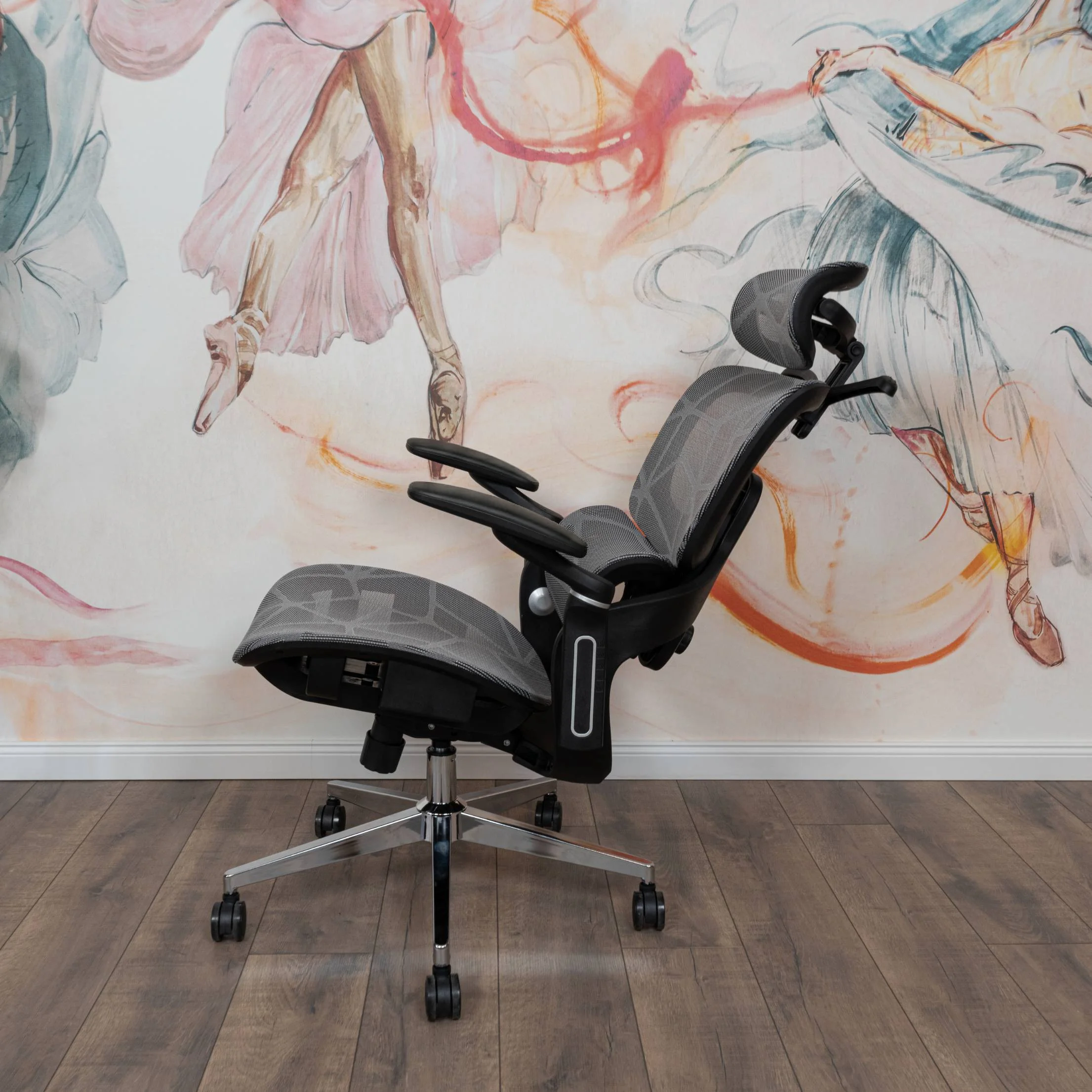 Prémium ergonomikus irodai szék, forgószék, szürke hálós (E05)