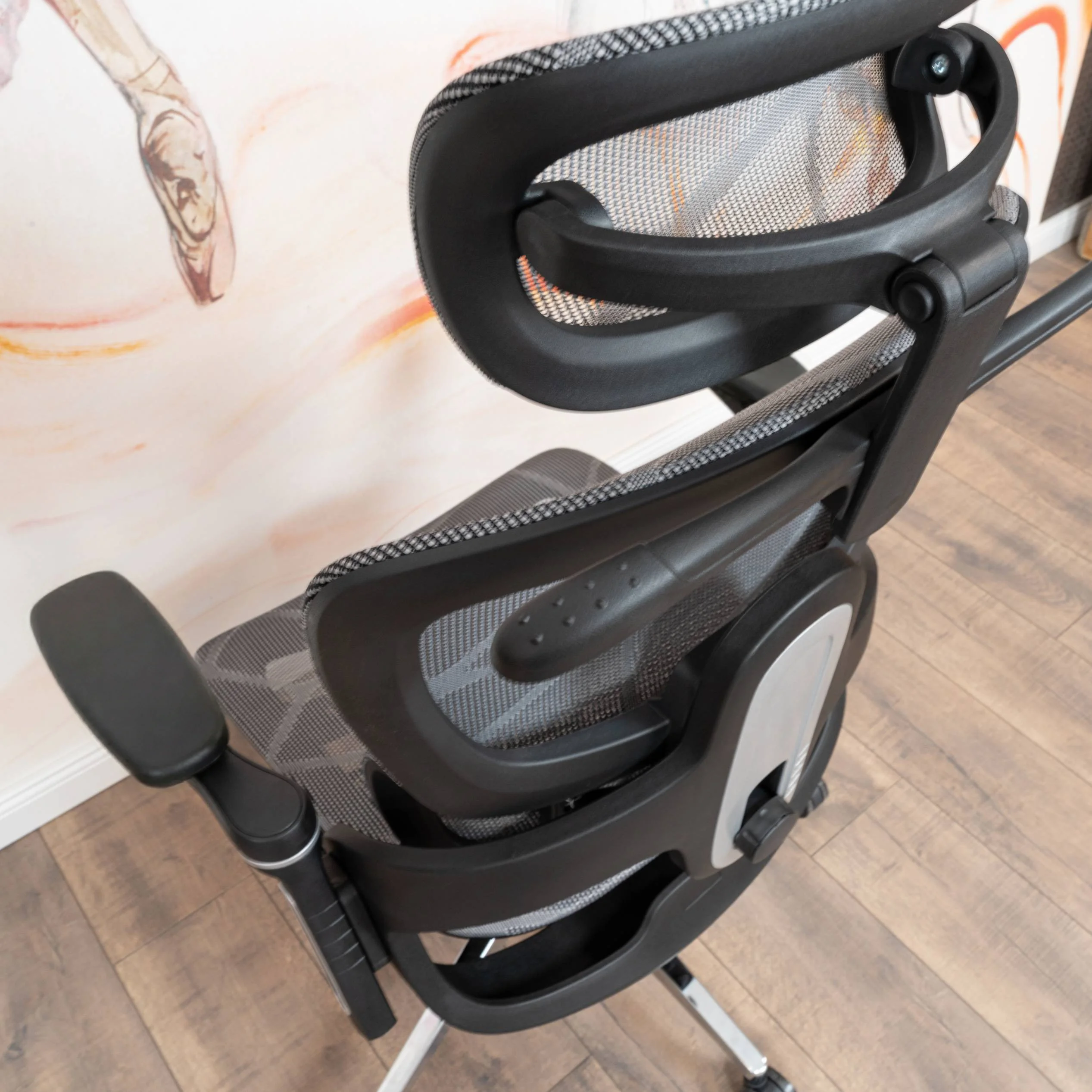 Prémium ergonomikus irodai szék, forgószék, szürke hálós (E05)