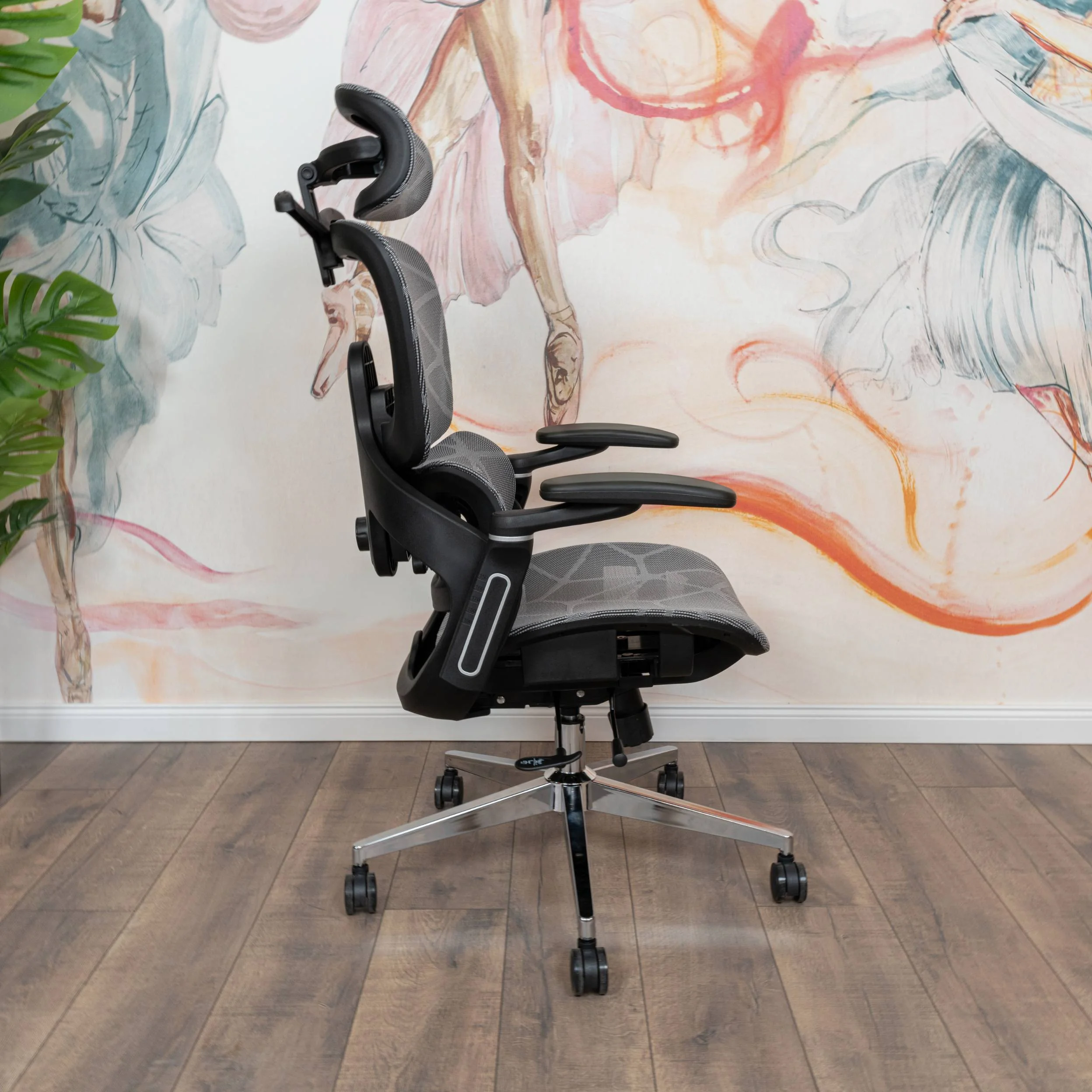 Prémium ergonomikus irodai szék, forgószék, szürke hálós (E05)