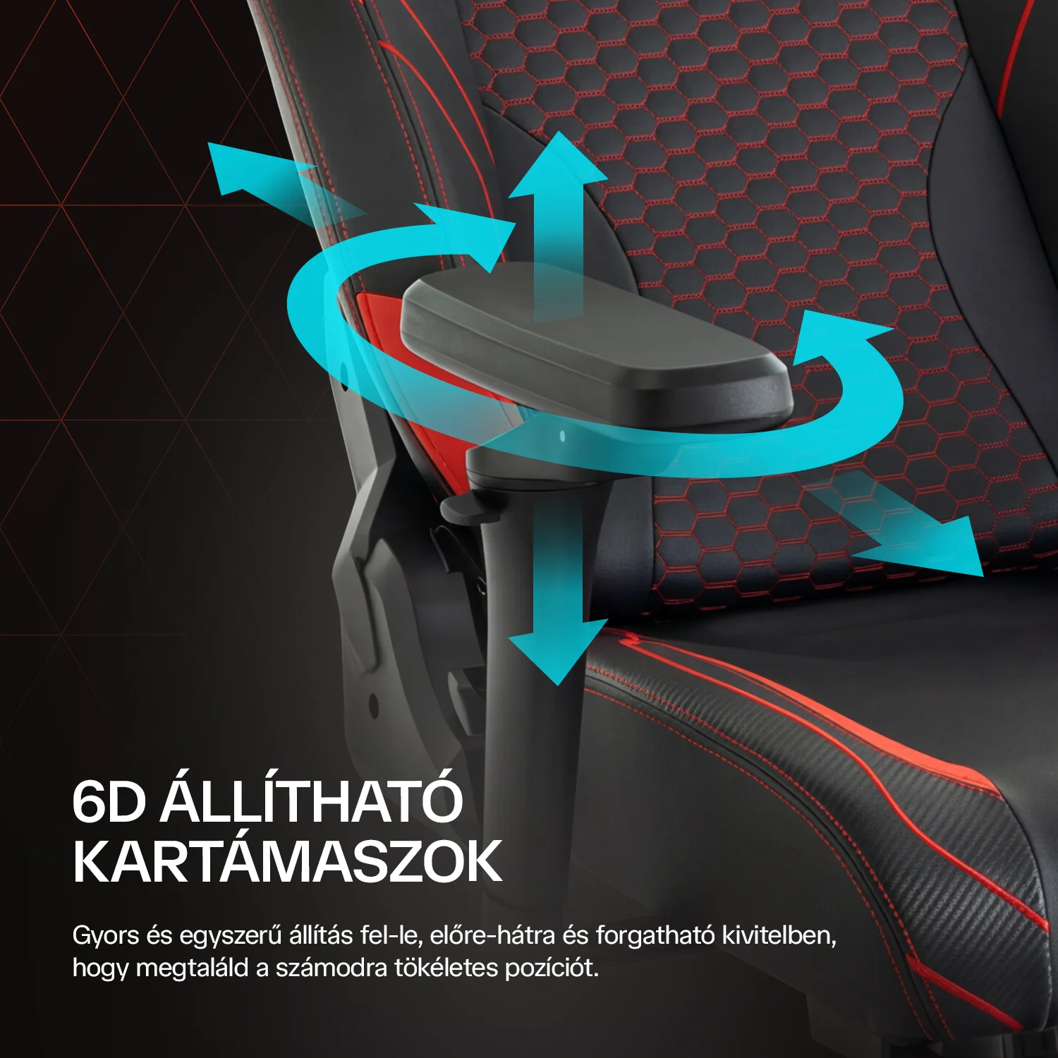 Gamer szék fekete-piros, lábtartóval Warrior (RL-511O)