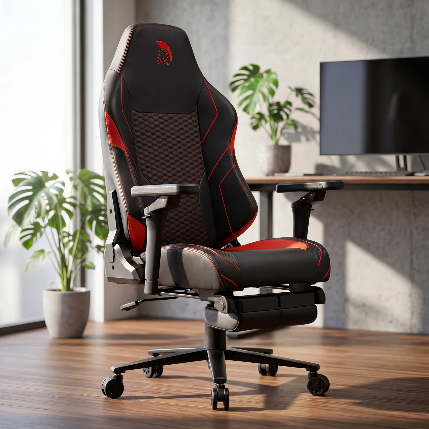 Gamer szék fekete-piros, lábtartóval Warrior (RL-511O)