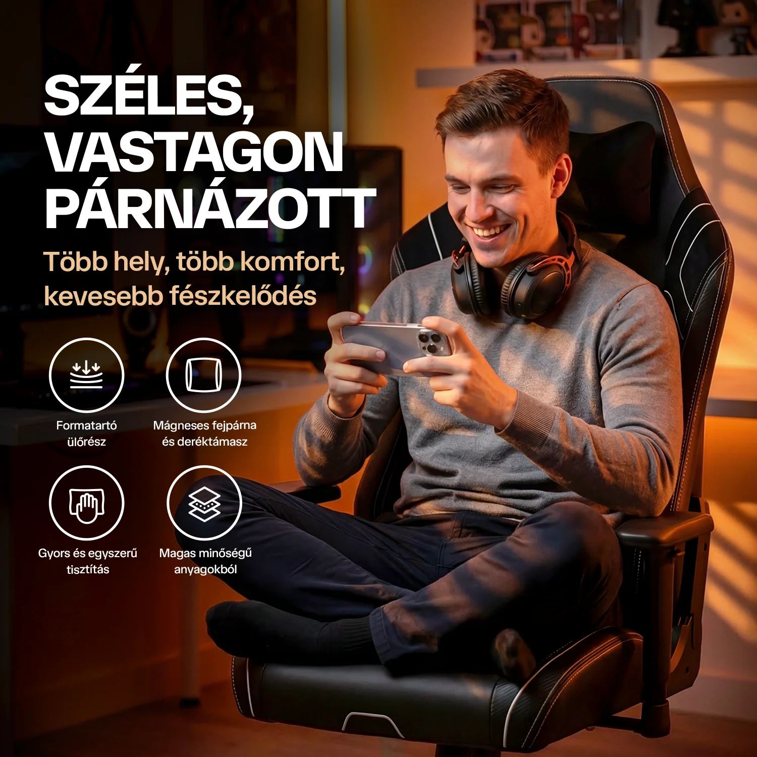Gamer szék fekete-fehér WARRIOR (RL-552)
