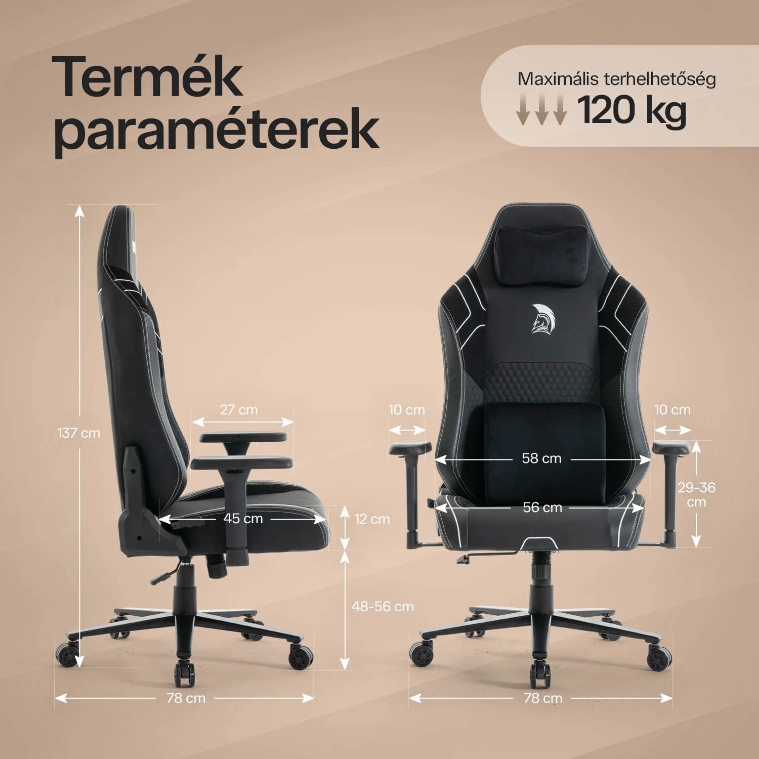 Gamer szék fekete-fehér WARRIOR (RL-552)