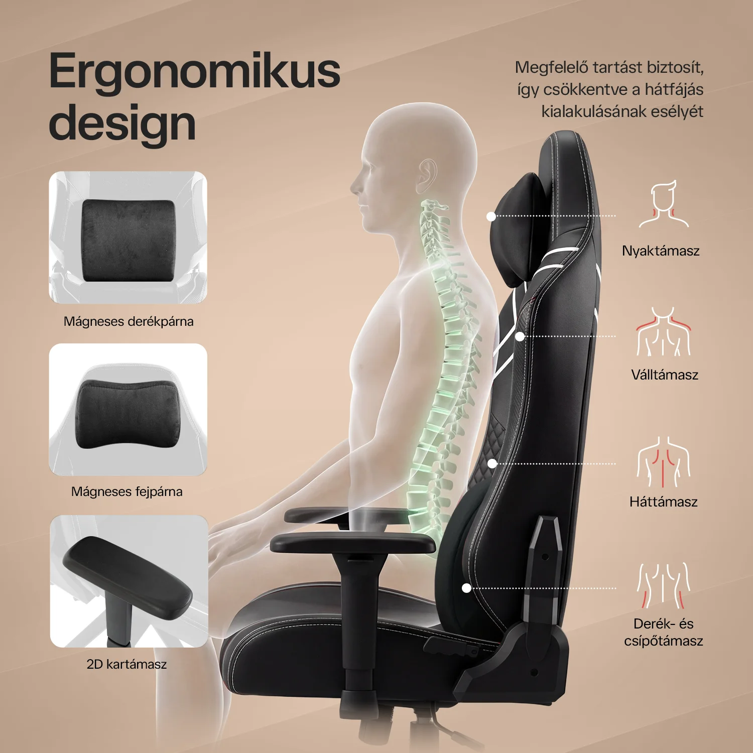 Herná stolička čierno-biela WARRIOR (RL-552)