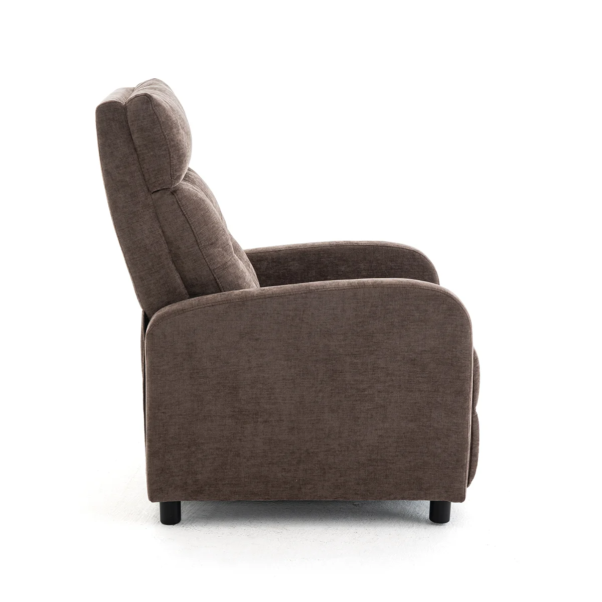 Manuális fekvőfotel, relax fotelágy push back, barna zsenília szövet