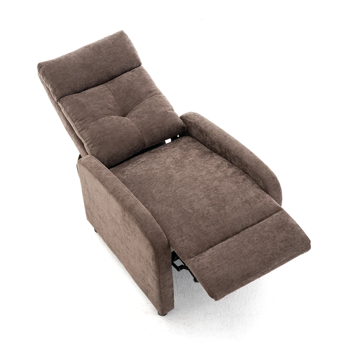 Manuális fekvőfotel, relax fotelágy push back, barna zsenília szövet