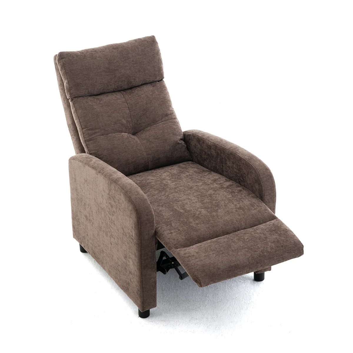 Manuális fekvőfotel, relax fotelágy push back, barna zsenília szövet