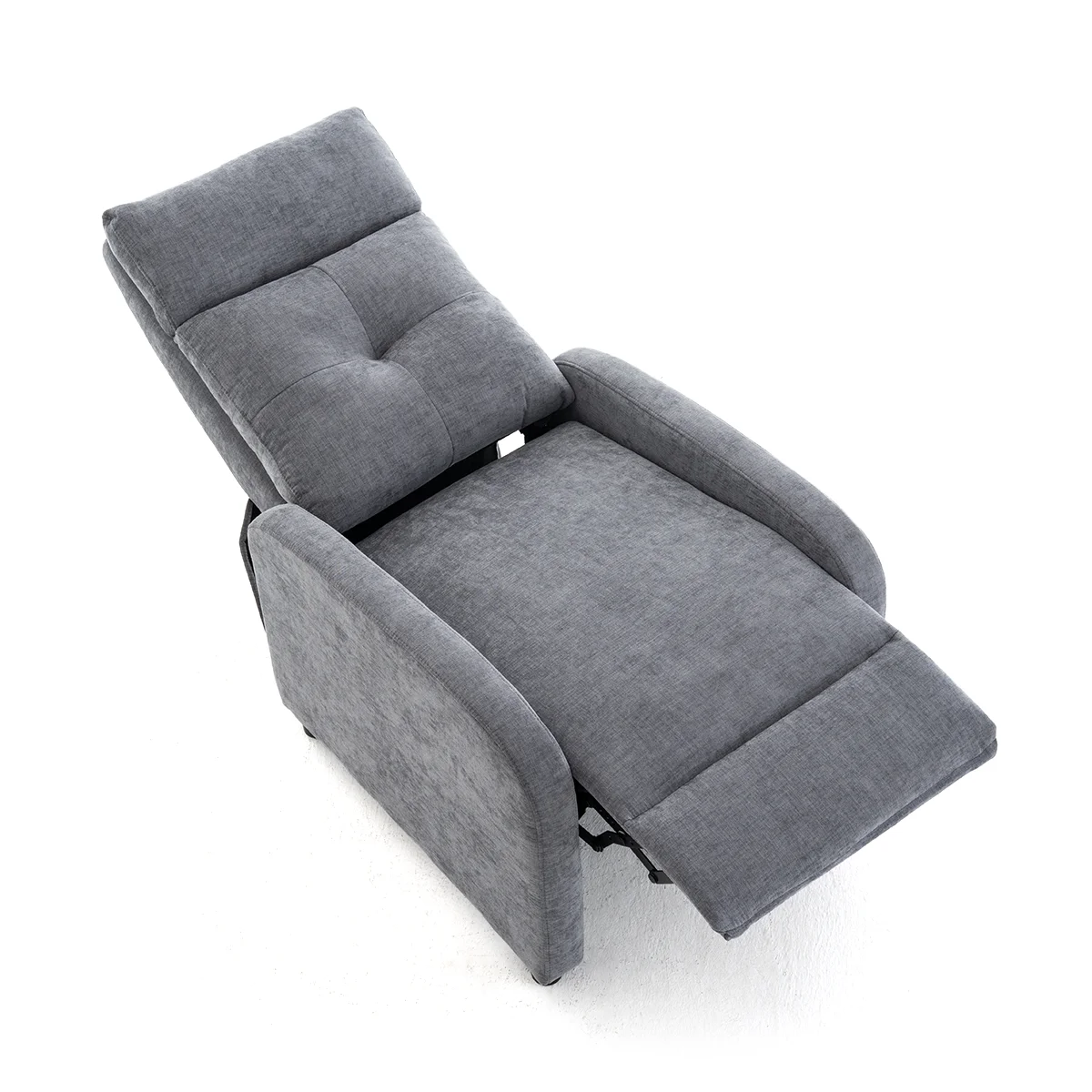 Manuális fekvőfotel, relax fotelágy push back, szürke zsenília szövet