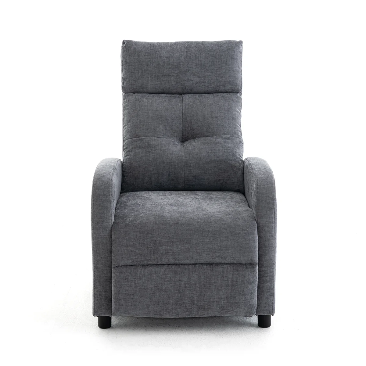 Manuális fekvőfotel, relax fotelágy push back, szürke zsenília szövet