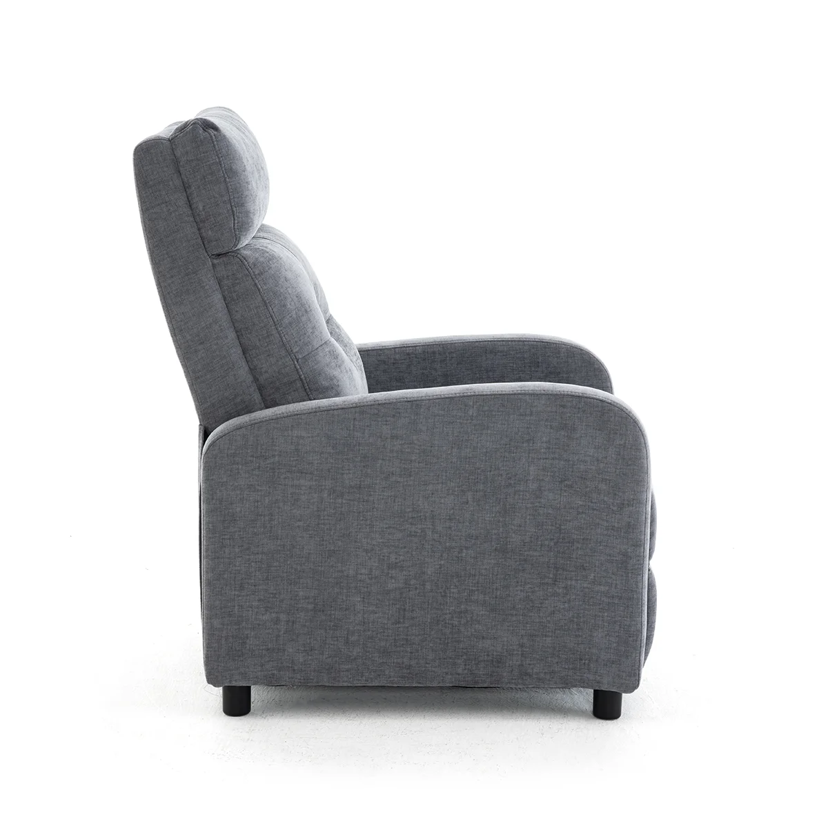 Manuális fekvőfotel, relax fotelágy push back, szürke zsenília szövet