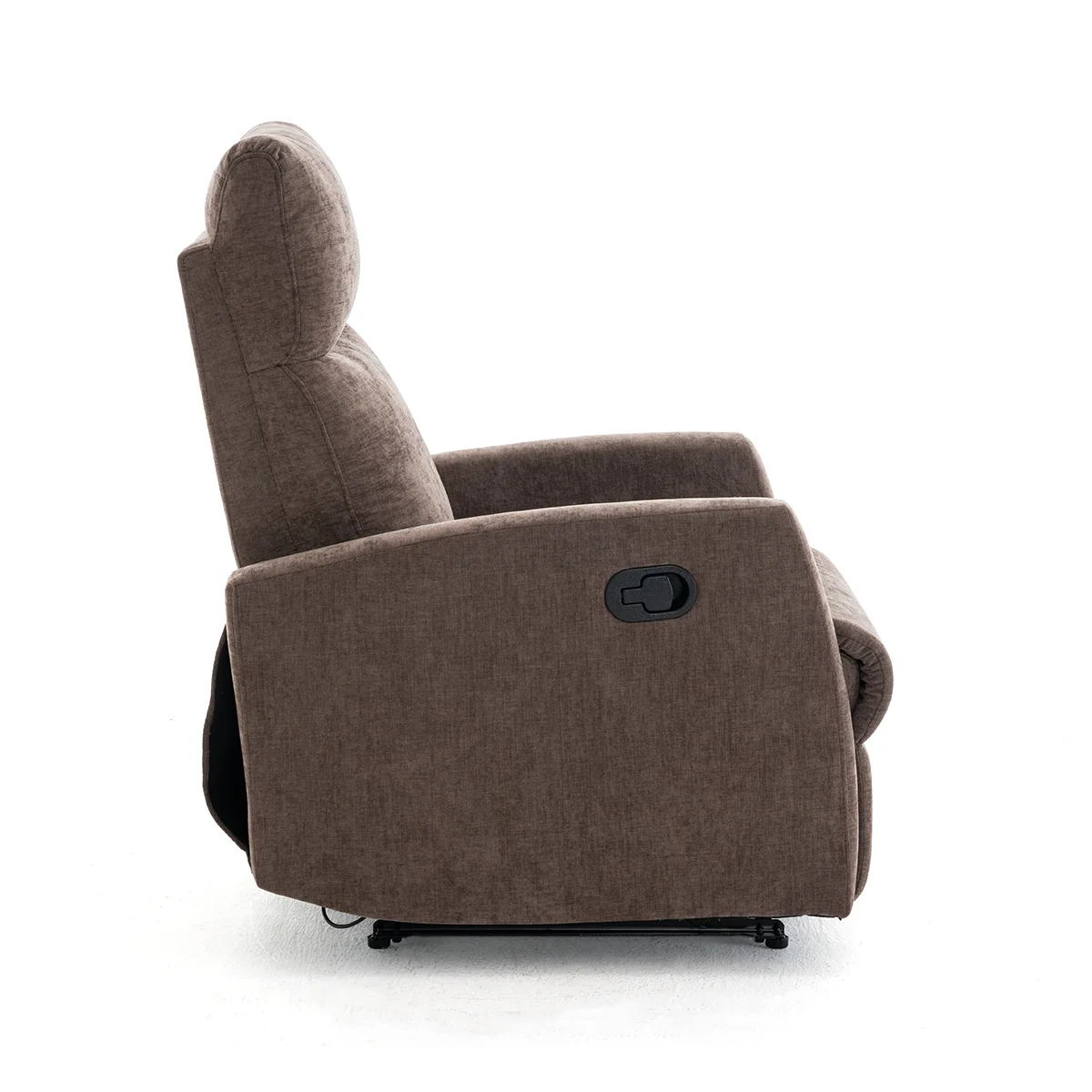 Fekvőfotel, relax fotelágy dönthető háttámlával, lábtartóval barna zsenília szövet (JKY-9224-DARK BROWN)