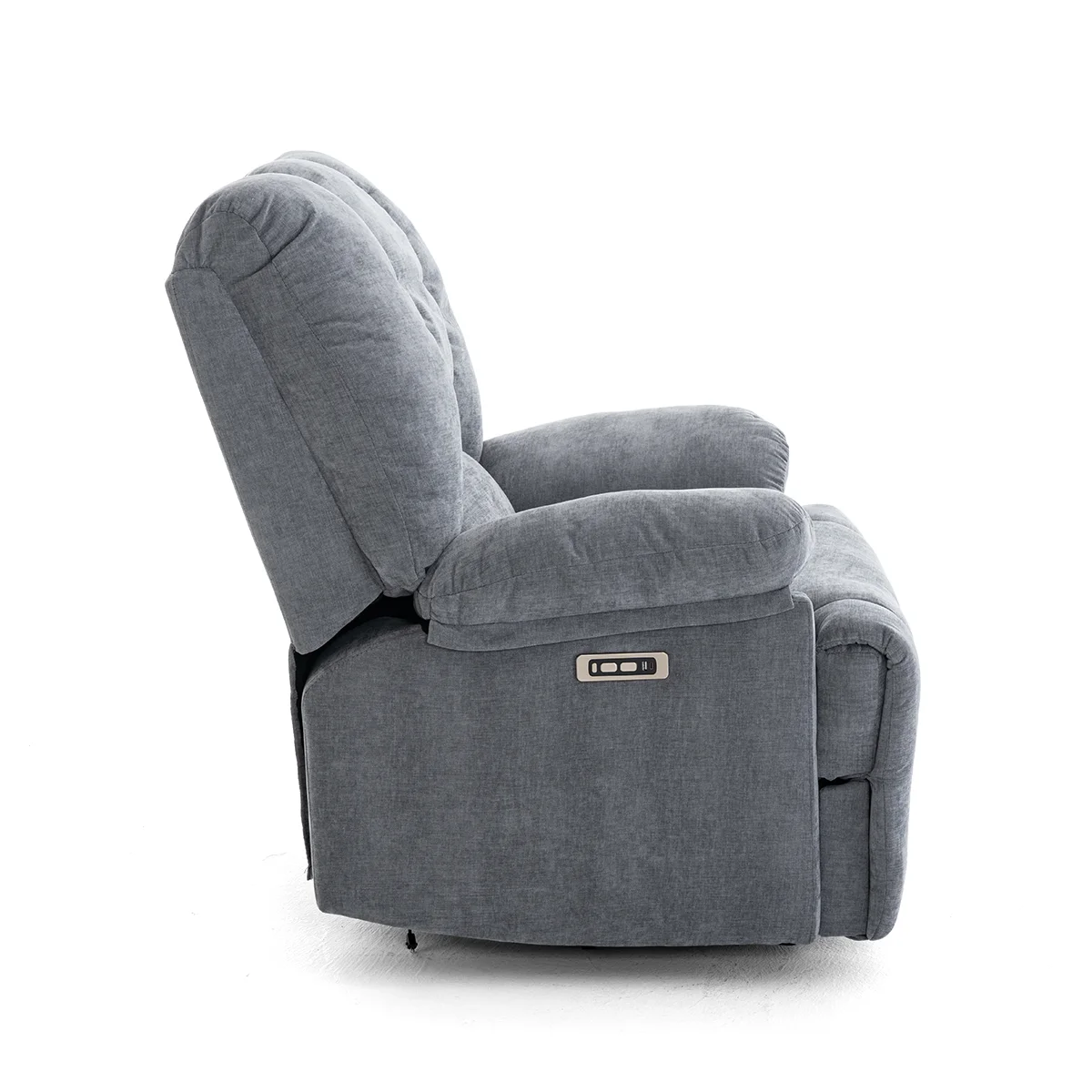 Elektormos relax fekvőfotel szürke zsenília szövet (JN-D8118A30) 