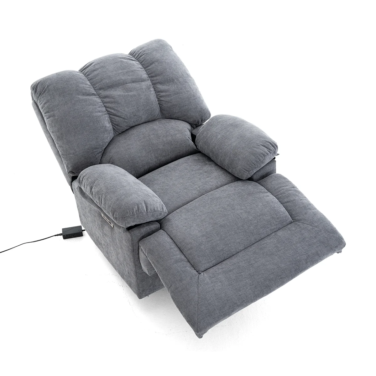 Elektormos relax fekvőfotel szürke zsenília szövet (JN-D8118A30) 