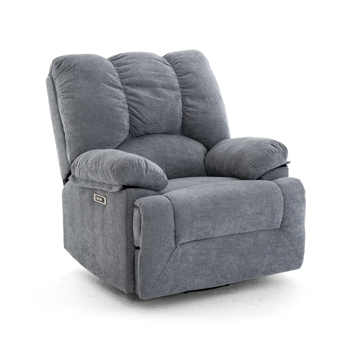 Elektormos relax fekvőfotel szürke zsenília szövet (JN-D8118A30) 