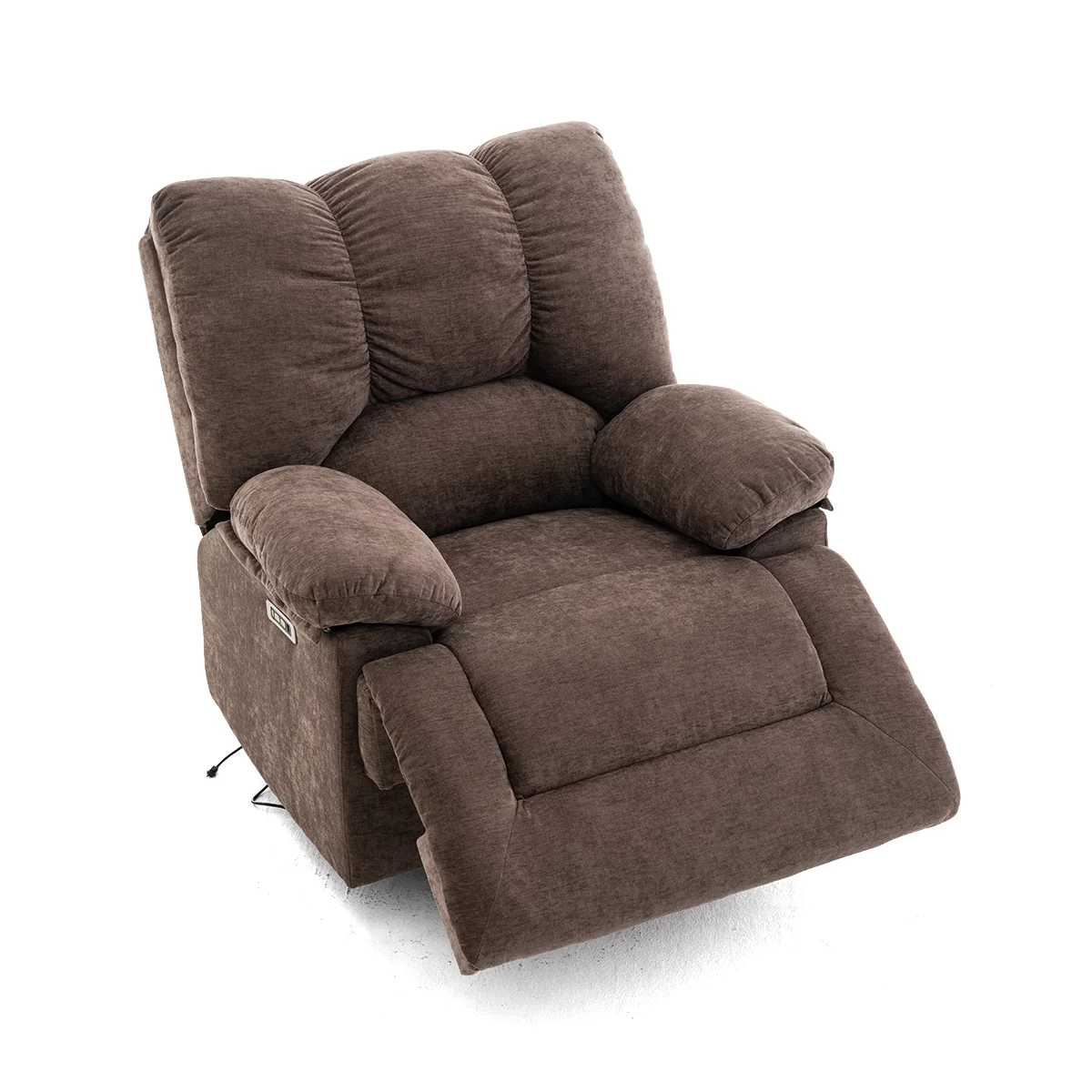 Elektormos relax fekvőfotel barna zsenília szövet (JN-D8118A30) 