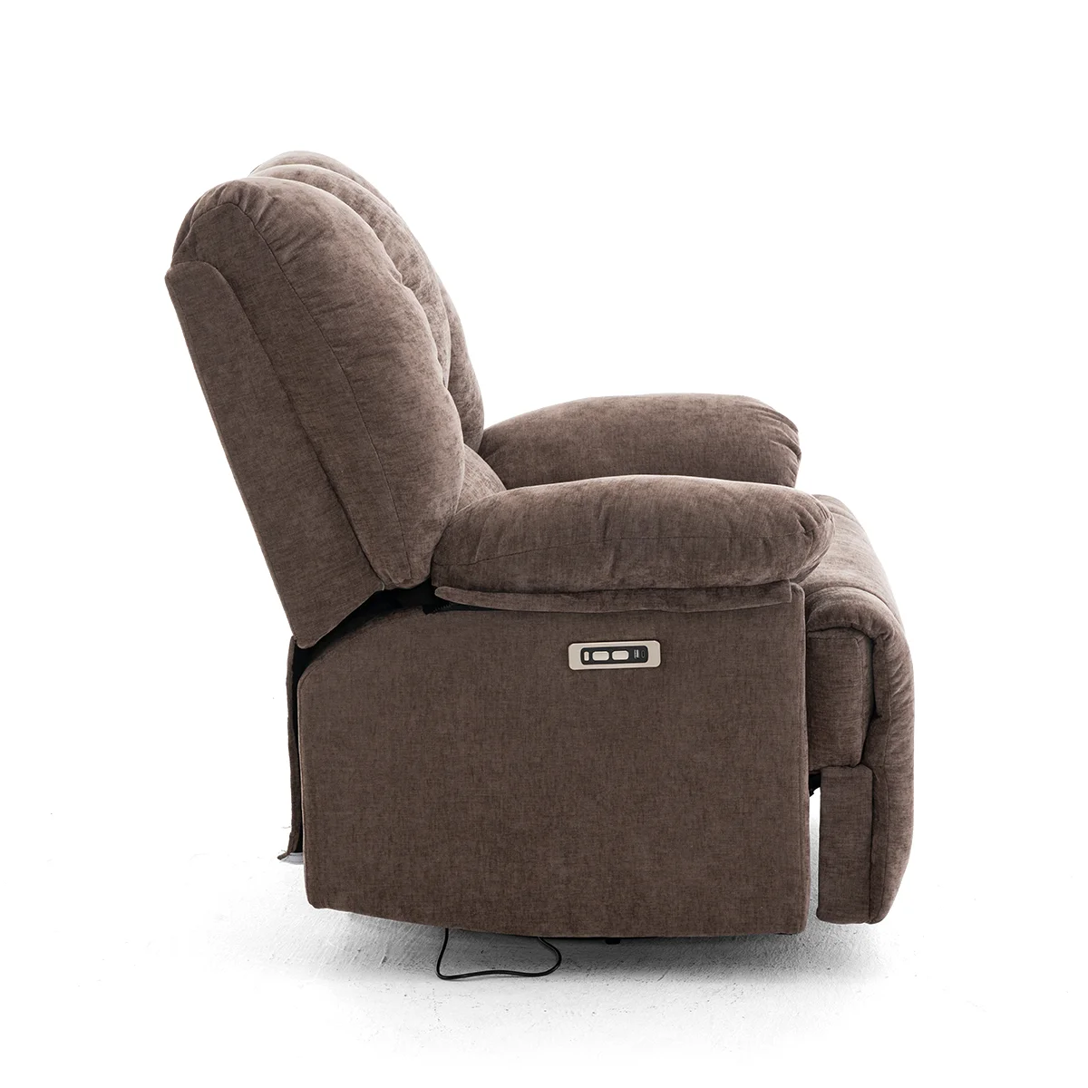 Elektormos relax fekvőfotel barna zsenília szövet (JN-D8118A30) 