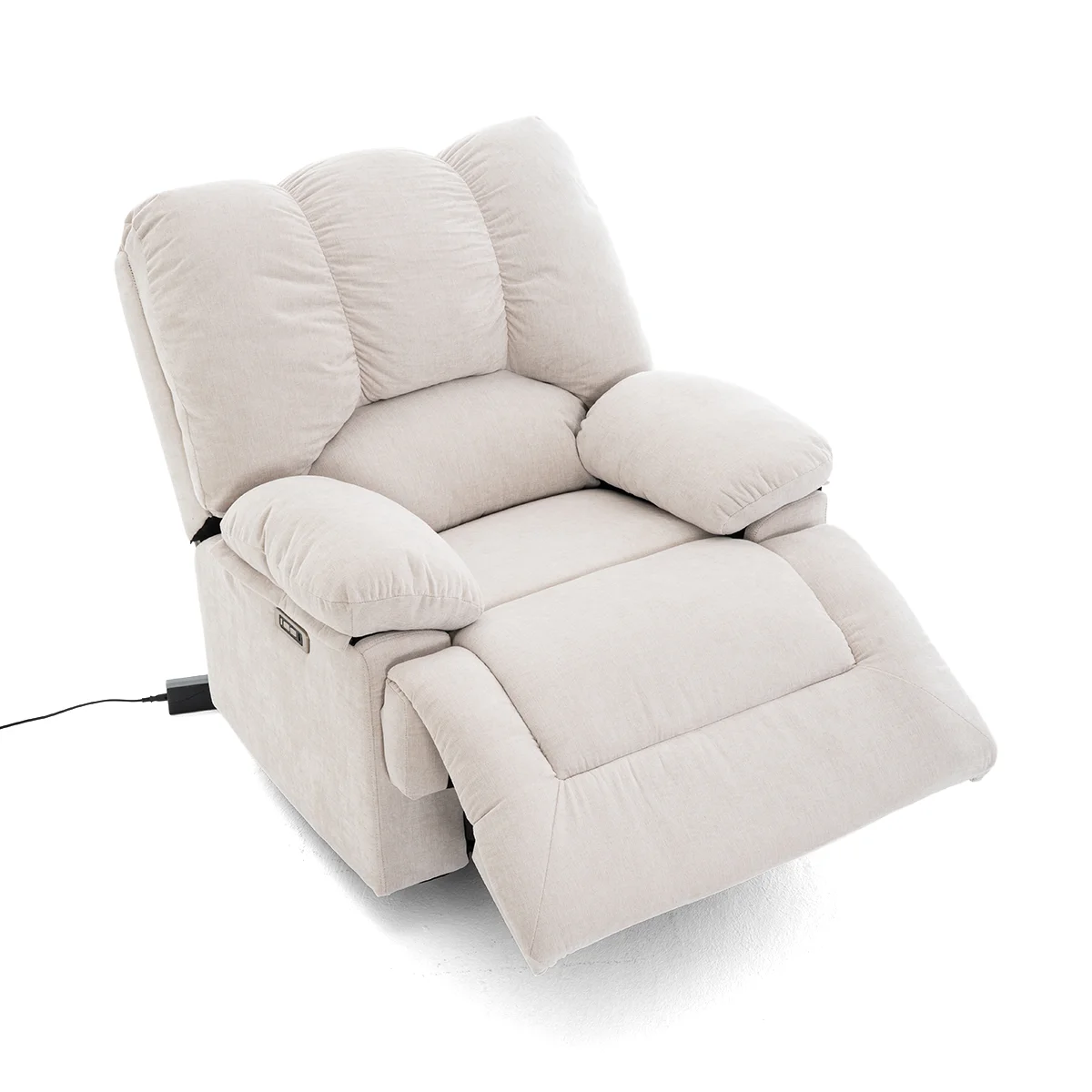 Elektormos relax fekvőfotel bézs zsenília szövet (JN-D8118A30) 