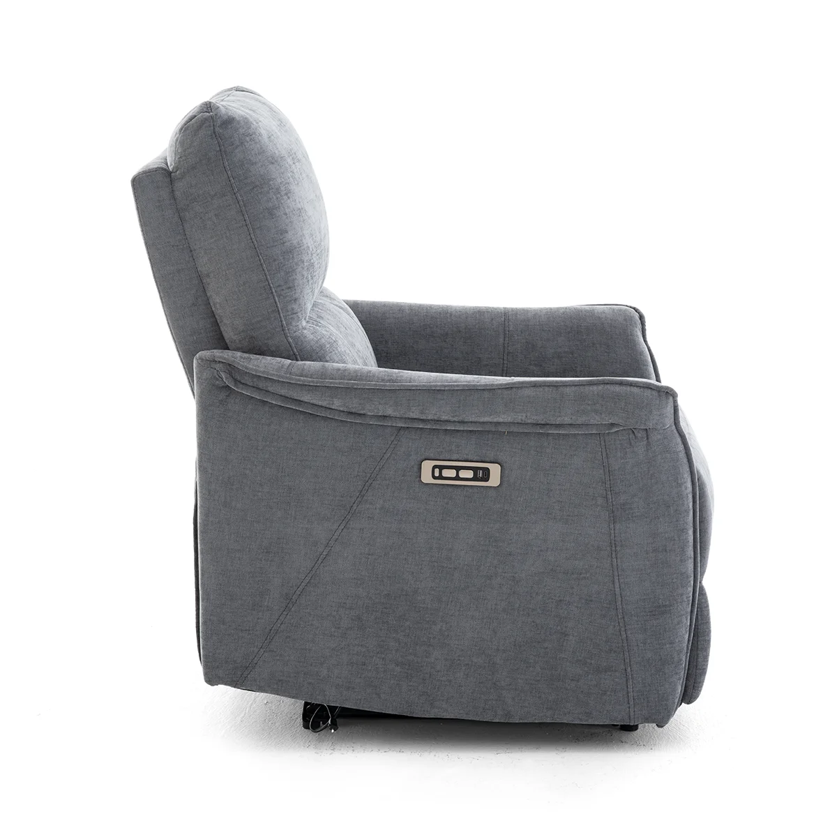 Elektromos, dönthető relax fekvőfotel, zsenília szövet (szürke) 