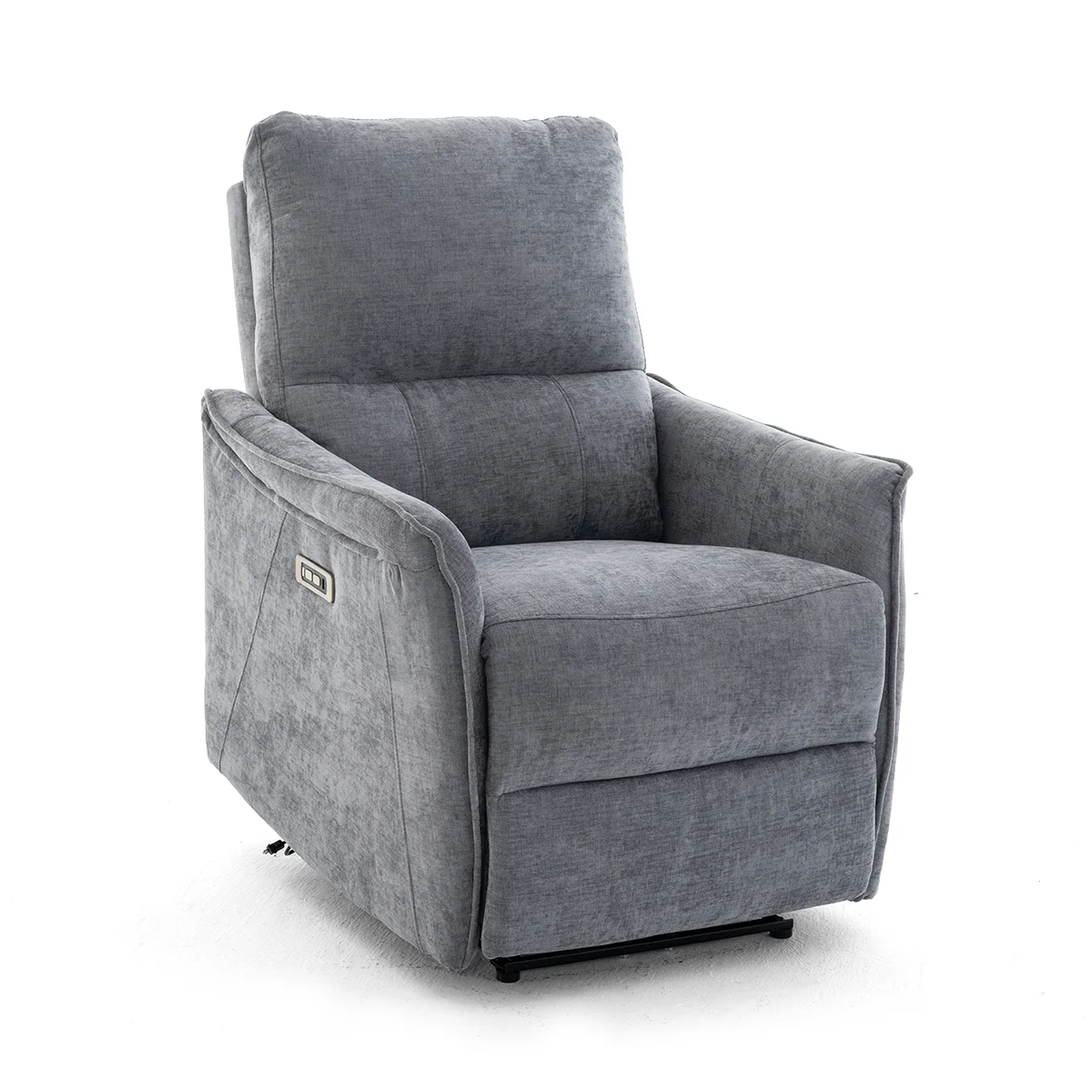 Elektromos, dönthető relax fekvőfotel, zsenília szövet (szürke) 