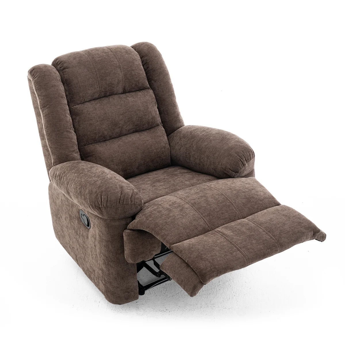 Manuális fekvőfotel, relax fotelágy sötétbarna zsenília szövet (JNF-MANUAL-DARK BROWN) JN-R8053A51