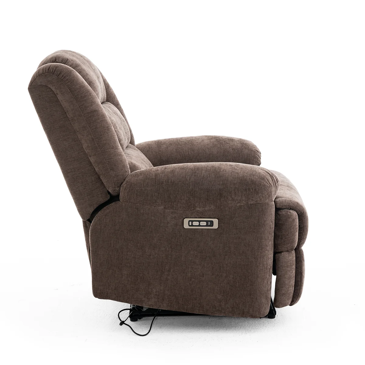 Relax fotelágy elektromosan dönthető, lábtartóval, zsenília barna szövet (JN-D8053A51)