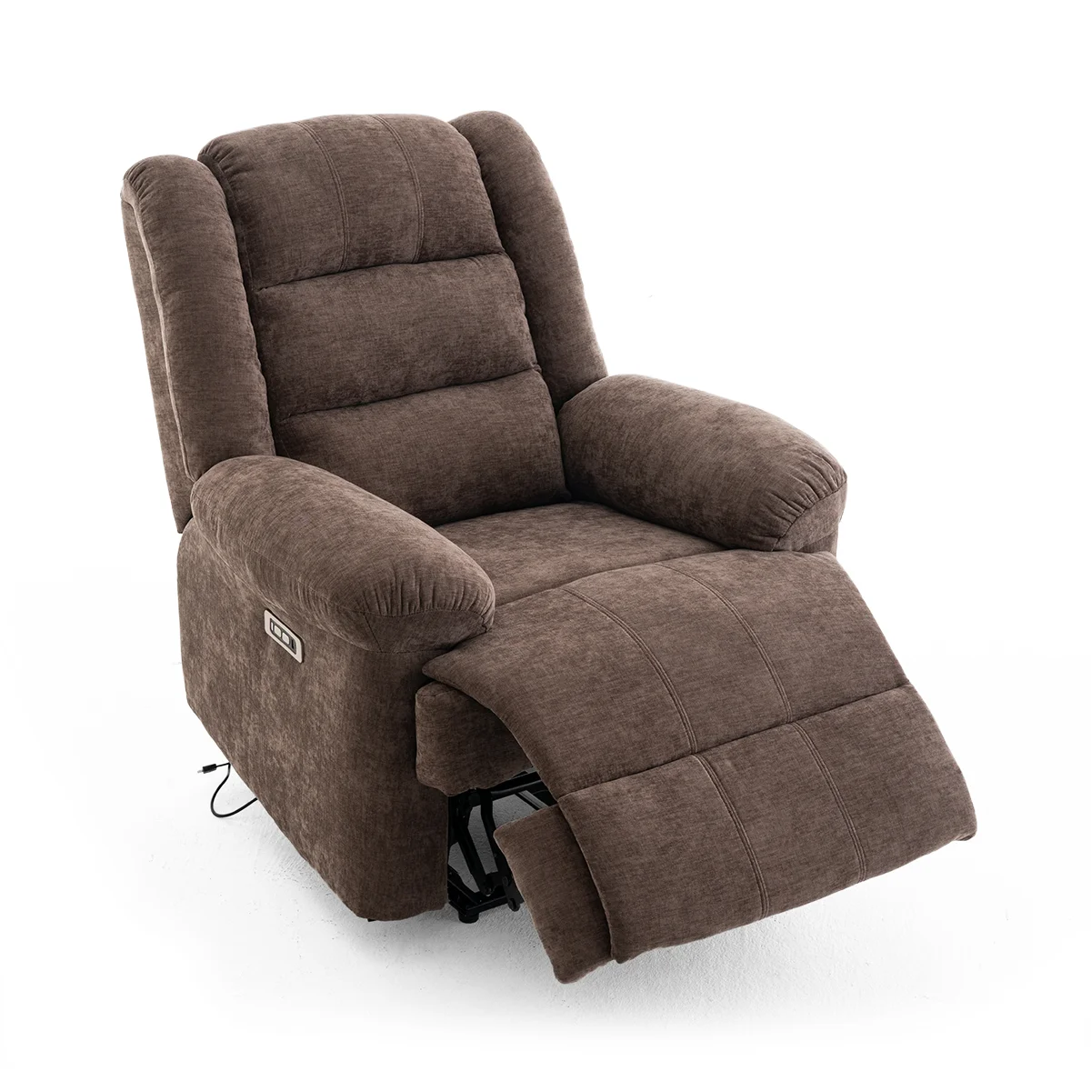 Relax fotelágy elektromosan dönthető, lábtartóval, zsenília barna szövet (JN-D8053A51)