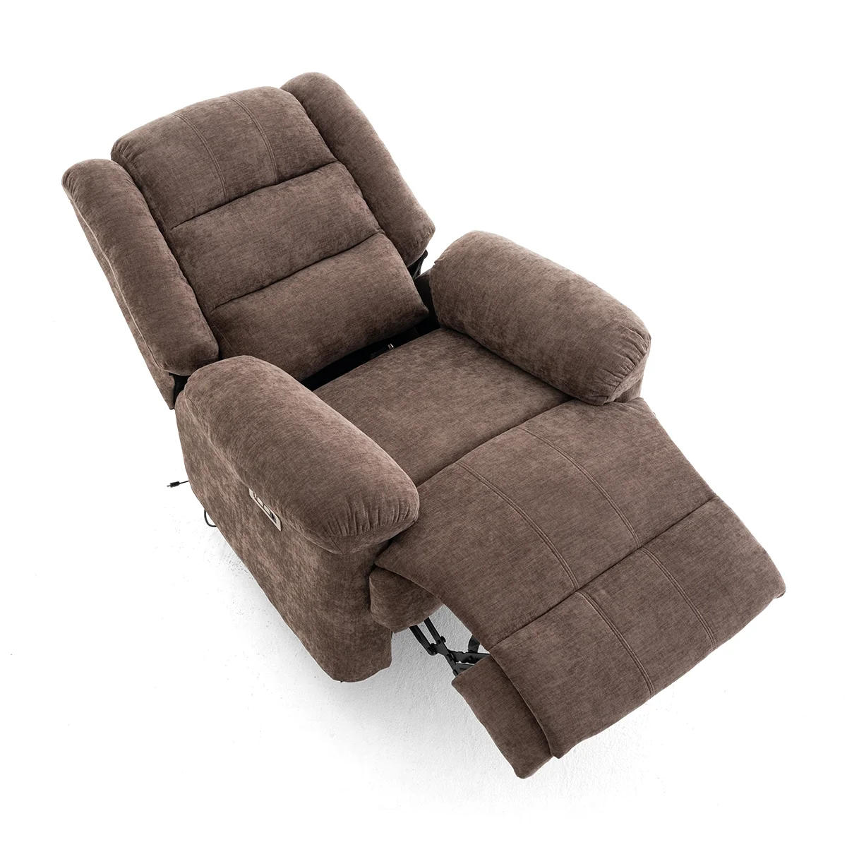 Relax fotelágy elektromosan dönthető, lábtartóval, zsenília barna szövet (JN-D8053A51)