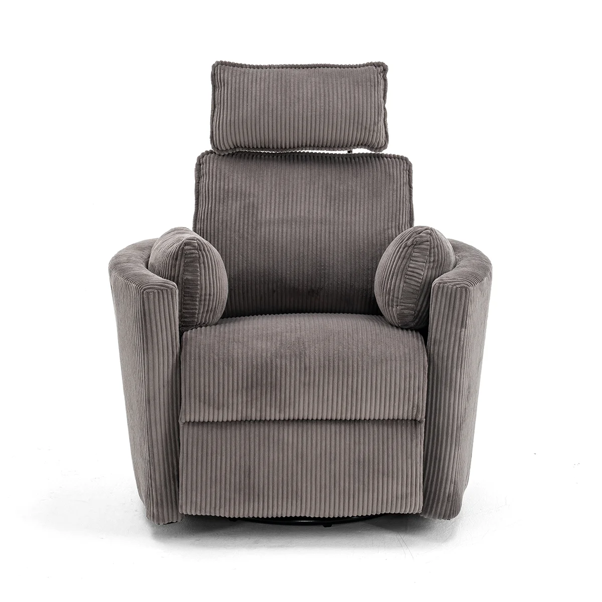 Elektromos, dönthető relax fotel, forgó és hinta funkcióval, barna kordbársony szövet