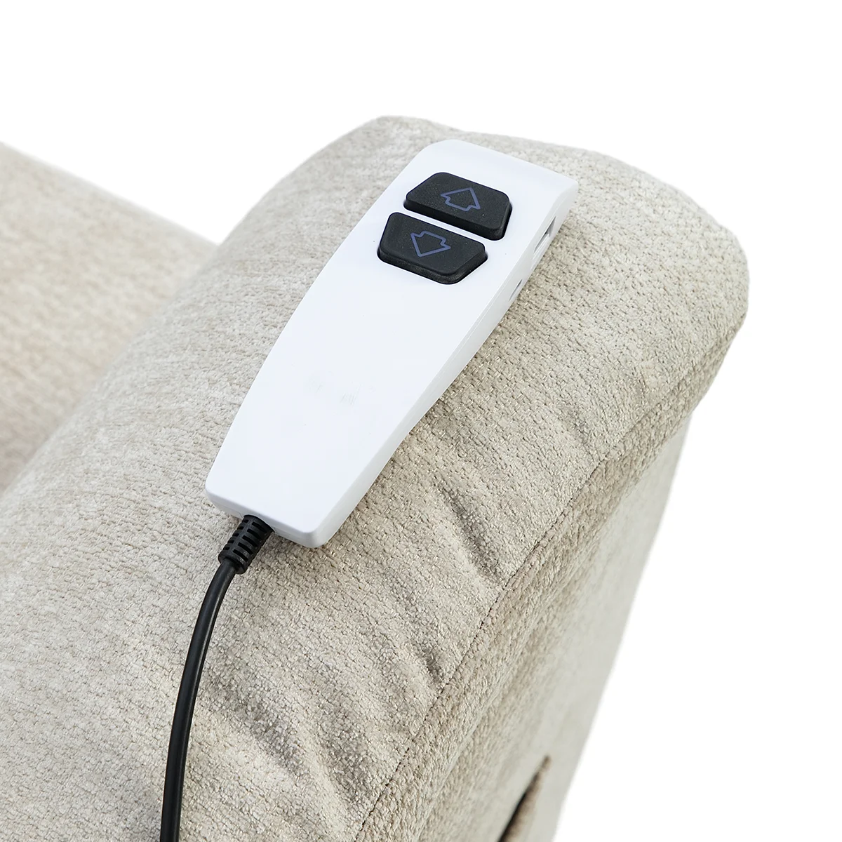 Elektrické polohovateľné relaxačné kreslo, béžová látka