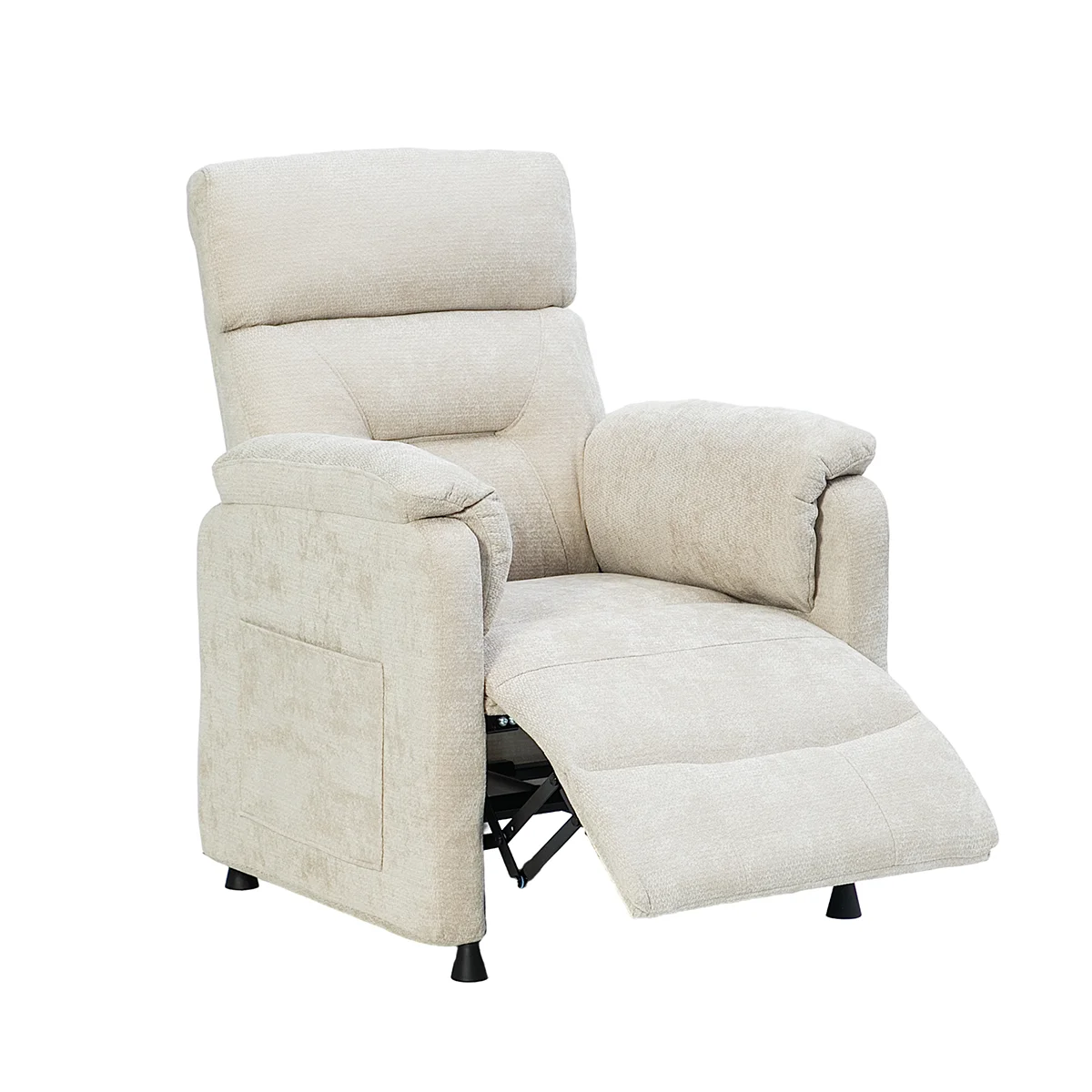 Elektrické polohovateľné relaxačné kreslo, béžová látka