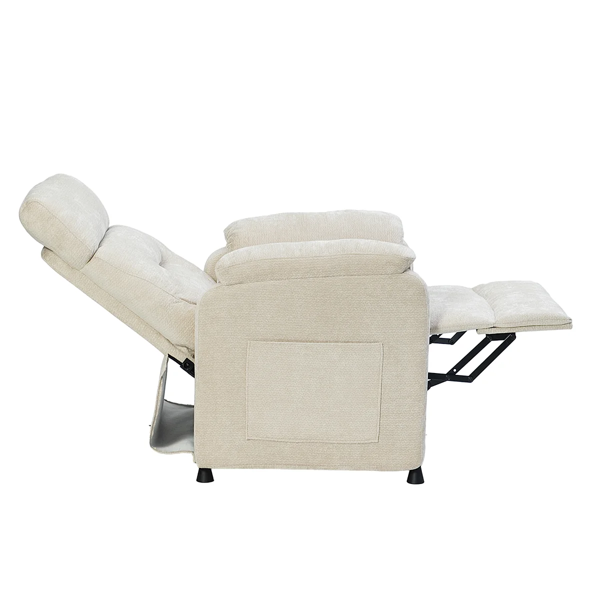 Elektrické polohovateľné relaxačné kreslo, béžová látka