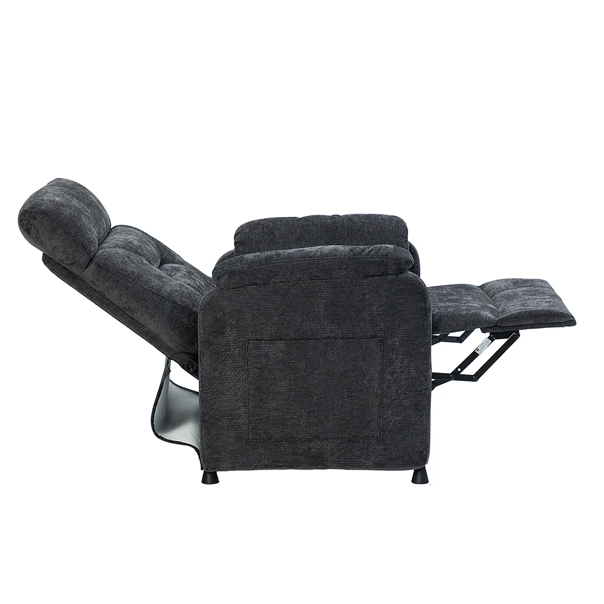 Elektrické polohovateľné relaxačné kreslo, tmavosivá látka