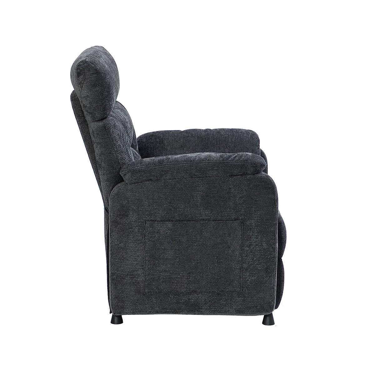 Elektrické polohovateľné relaxačné kreslo, tmavosivá látka