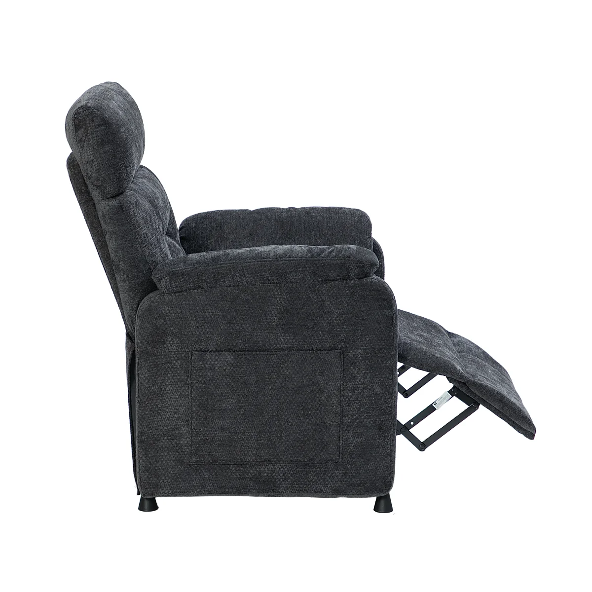 Elektrické polohovateľné relaxačné kreslo, tmavosivá látka