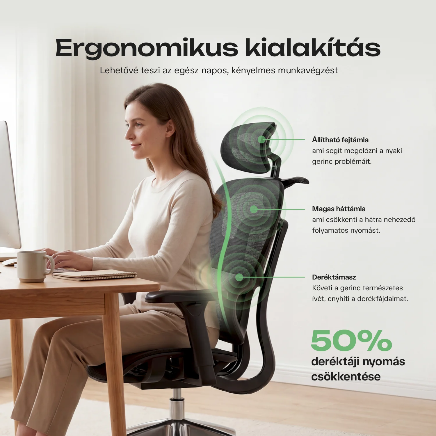 Ergonomická kancelárska stolička, otočná stolička, čierna sieťovaná (E15 BLACK)