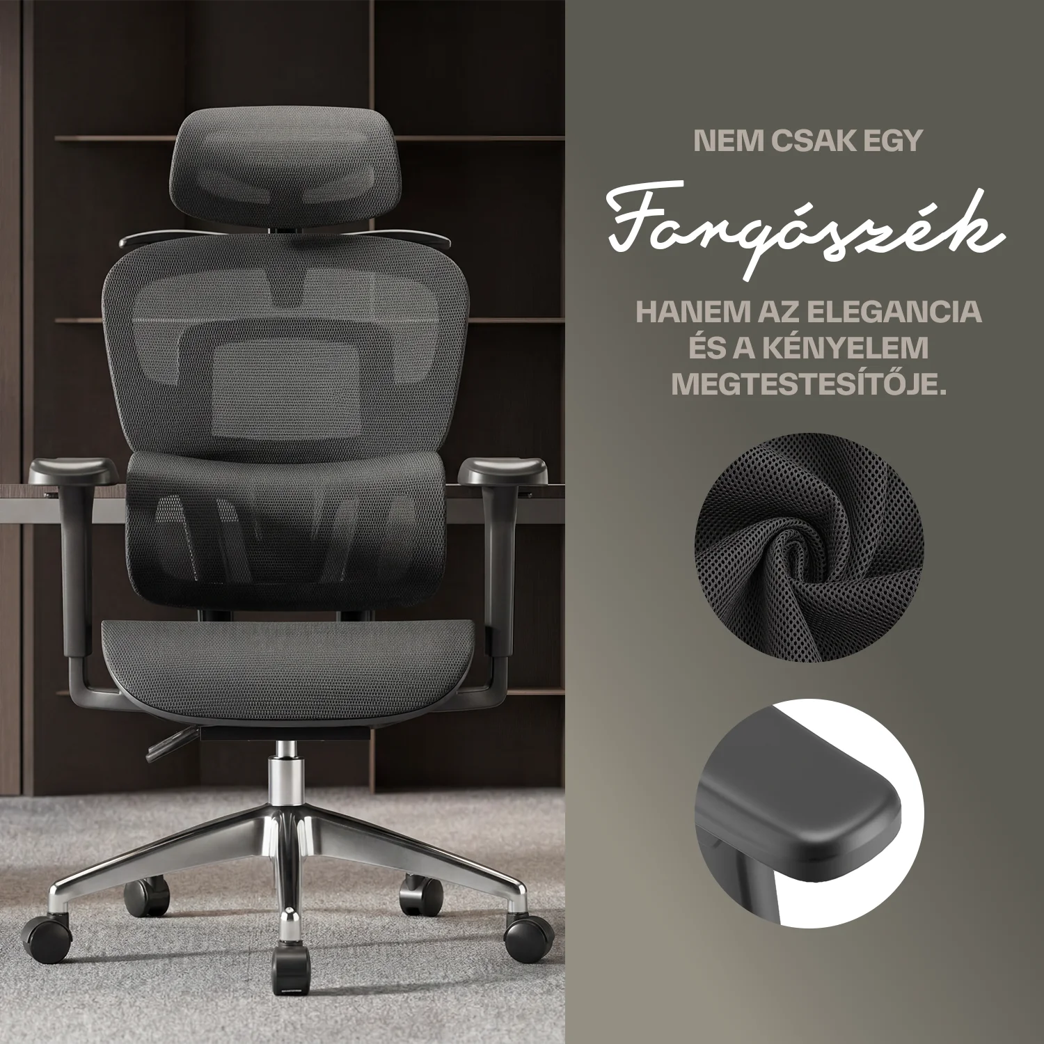 Ergonomická kancelárska stolička, otočná stolička, čierna sieťovaná (E15 BLACK)