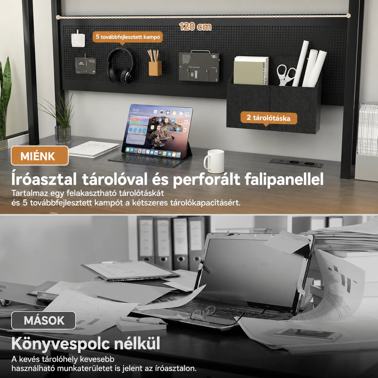 L alakú Gamer asztal, íróasztal 120*48*152cm, fekete LED világítással, hálózati elosztóval