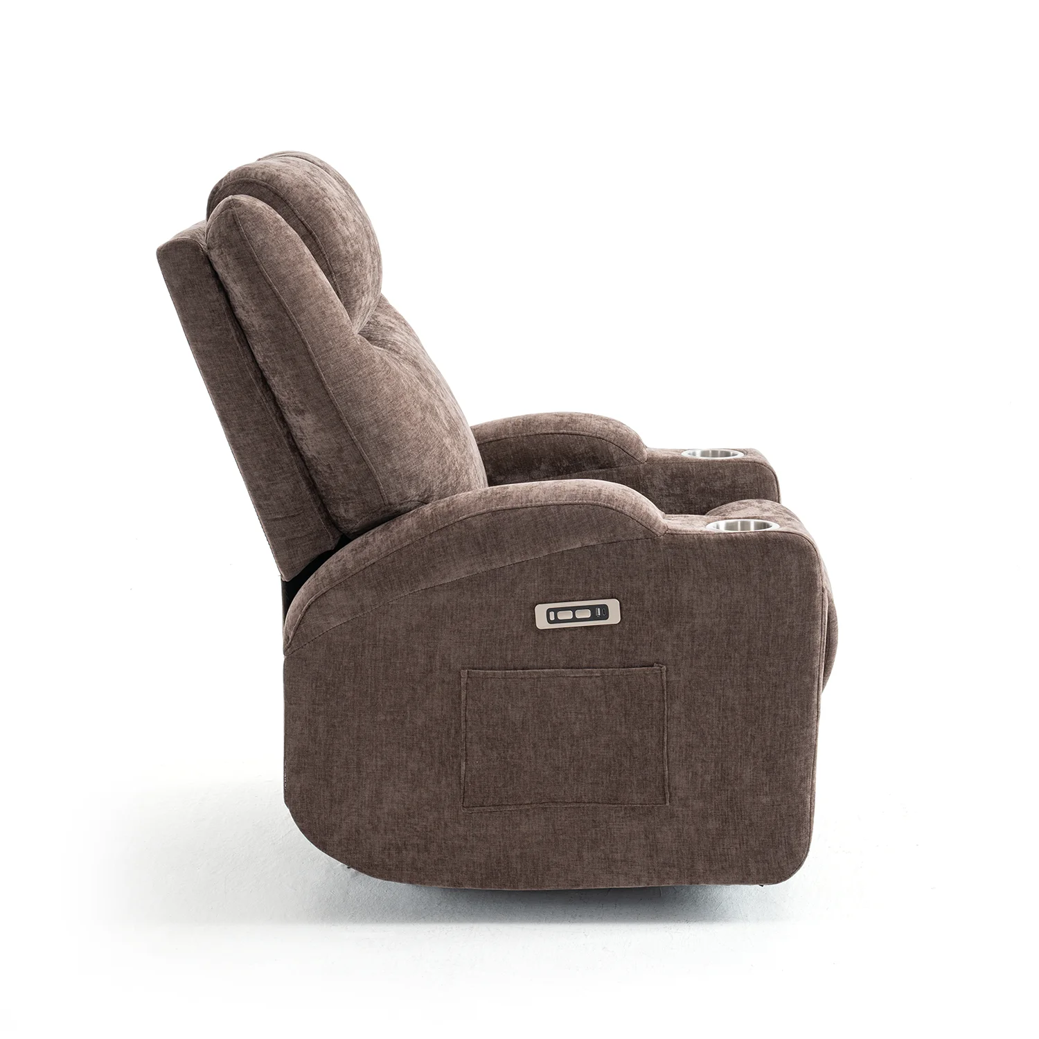 Elektromos relax fekvőfotel, barna zsenília szövet (JN-D8116C51 BROWN)