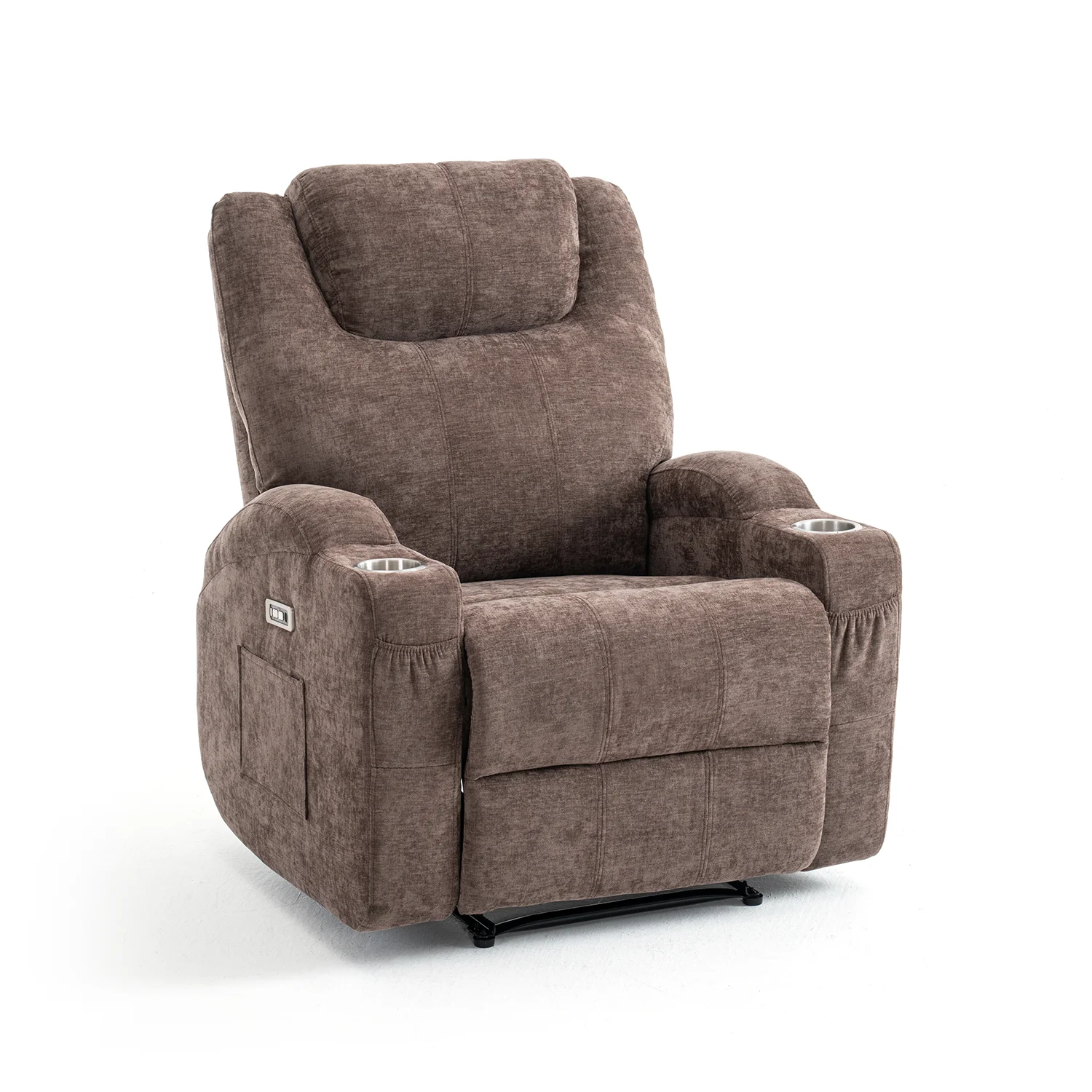 Elektromos relax fekvőfotel, barna zsenília szövet (JN-D8116C51 BROWN)