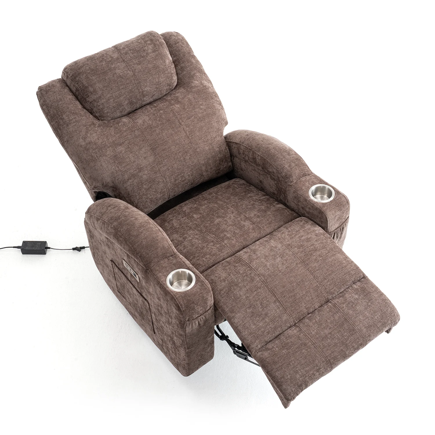 Elektromos relax fekvőfotel, barna zsenília szövet (JN-D8116C51 BROWN)