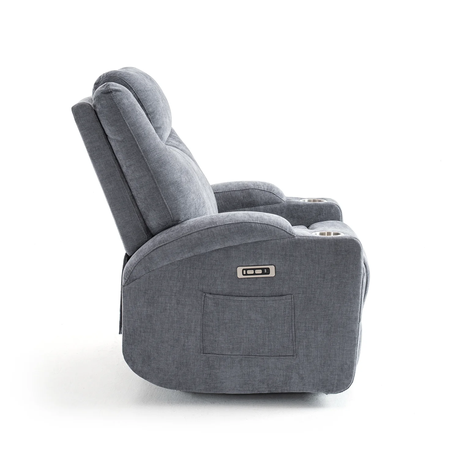 Elektromos relax fekvőfotel, szürke zsenília szövet (JN-D8116C51 GREY)