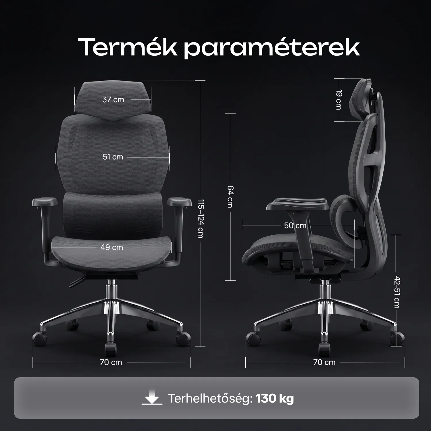Ergonomická kancelárska stolička, otočná stolička, čierna sieťovaná (E13 BLACK)