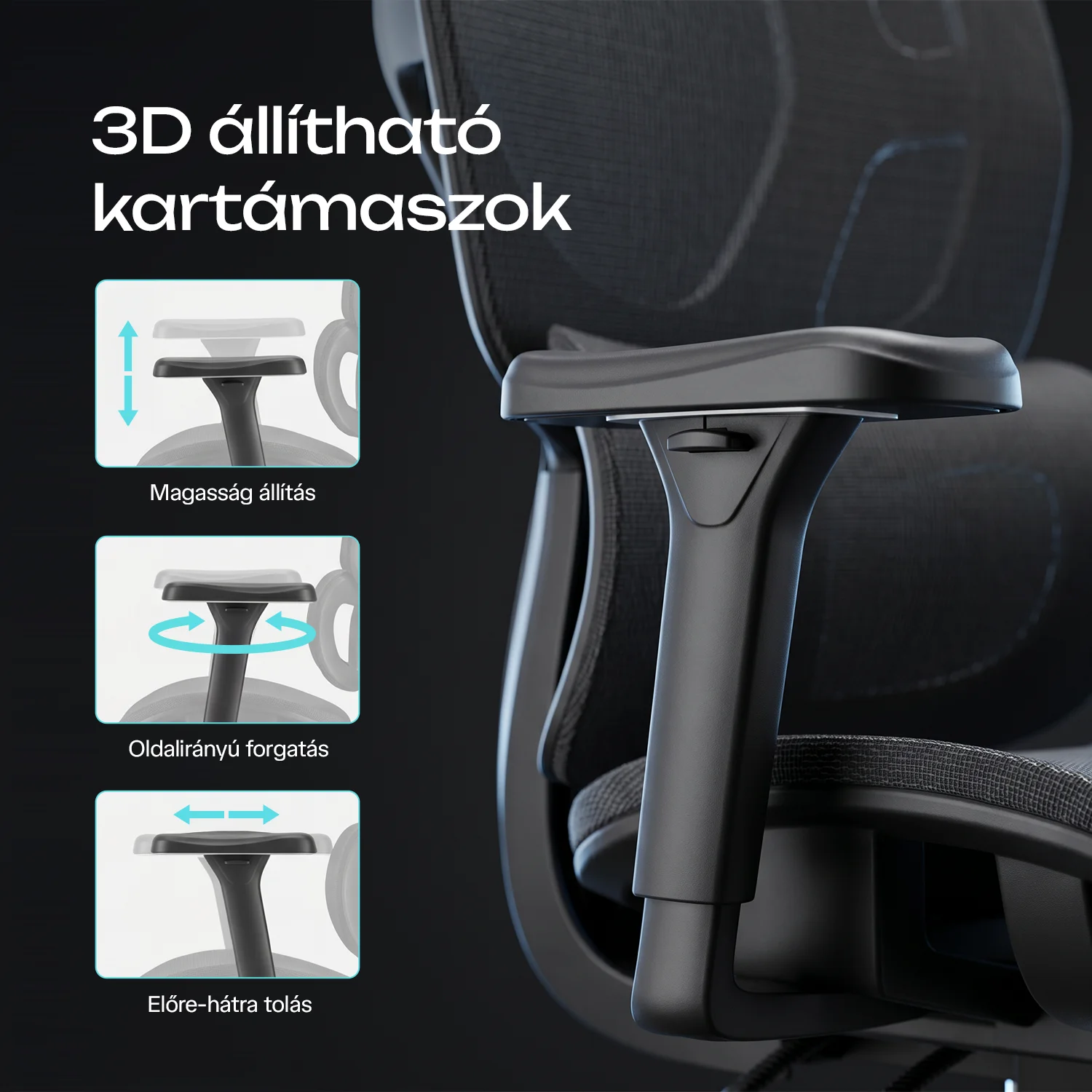 Ergonomická kancelárska stolička, otočná stolička, čierna sieťovaná (E13 BLACK)