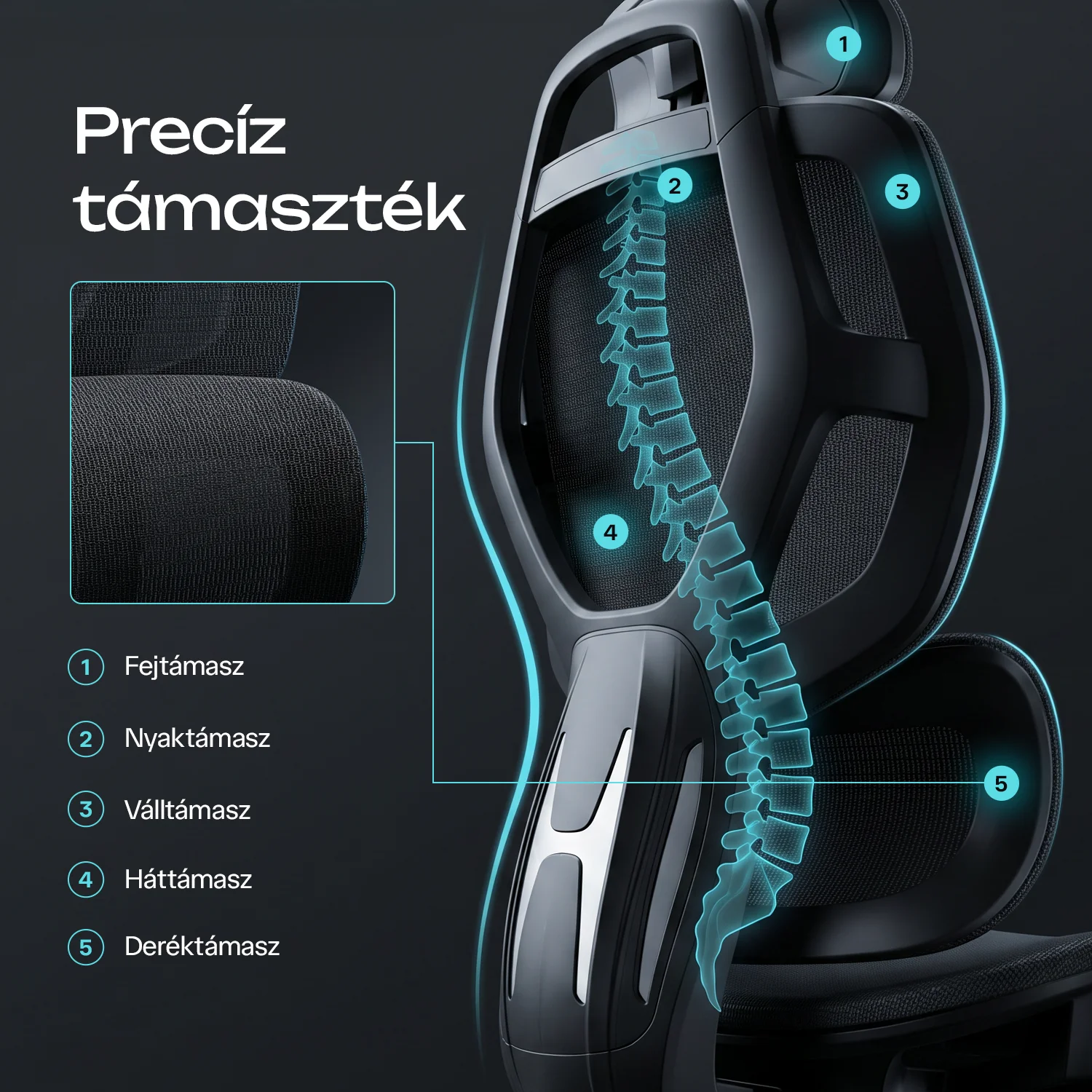 Ergonomická kancelárska stolička, otočná stolička, čierna sieťovaná (E13 BLACK)