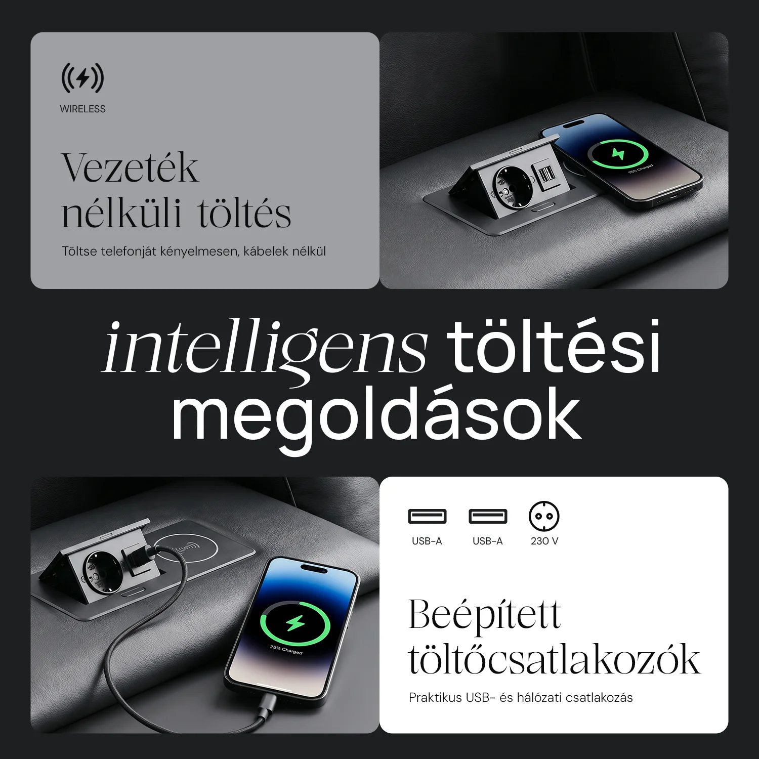Luxus, háromszemélyes fekvőfotel, relax fotelágy elektromosan dönthető háttámlával, lábtartóval, pohártartóval és világítással fekete bőr (L4630-7406)