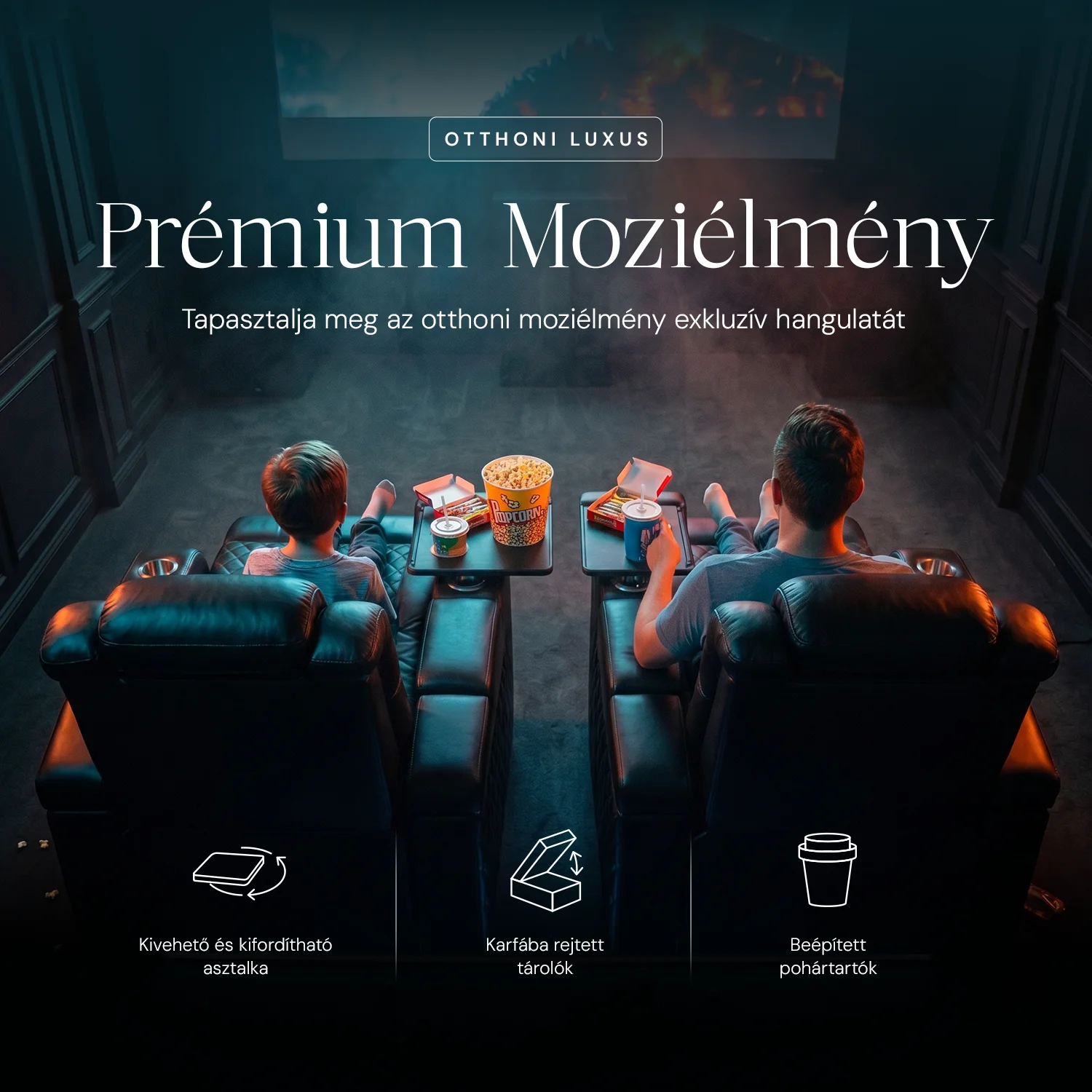Luxus, egyszemélyes fekvőfotel, relax fotelágy elektromosan dönthető háttámlával, lábtartóval, pohártartóval és világítással fekete bőr (L4630-3906)