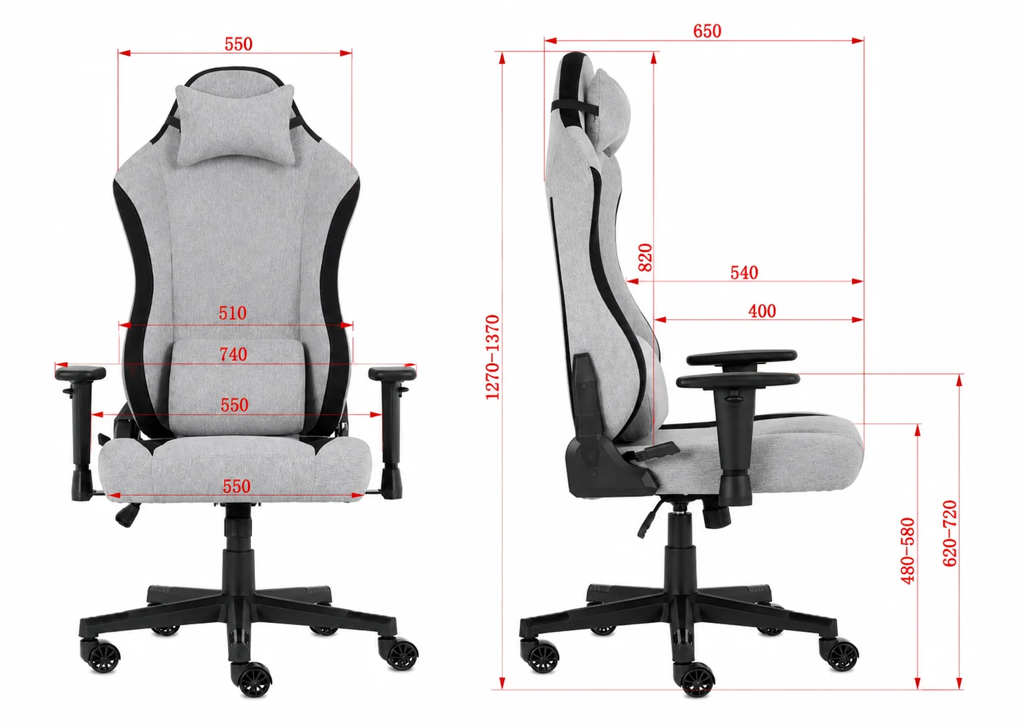Gamer szék, forgószék szövet, szürke (MC-194)