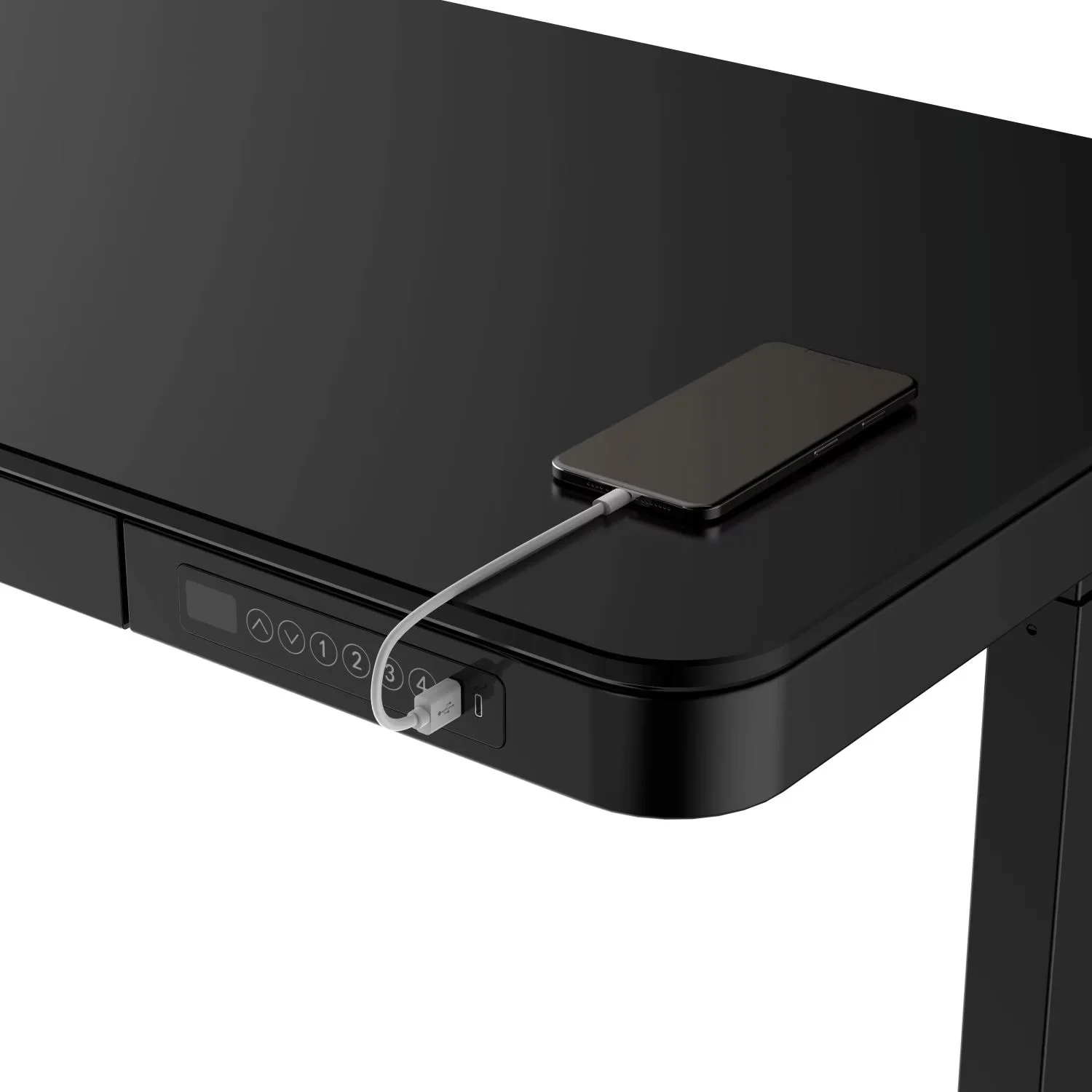 Elektromosan, elektronikusan állítható magasságú íróasztal fekete lappal (ET119WC-BLACK-WOODBLACK) 